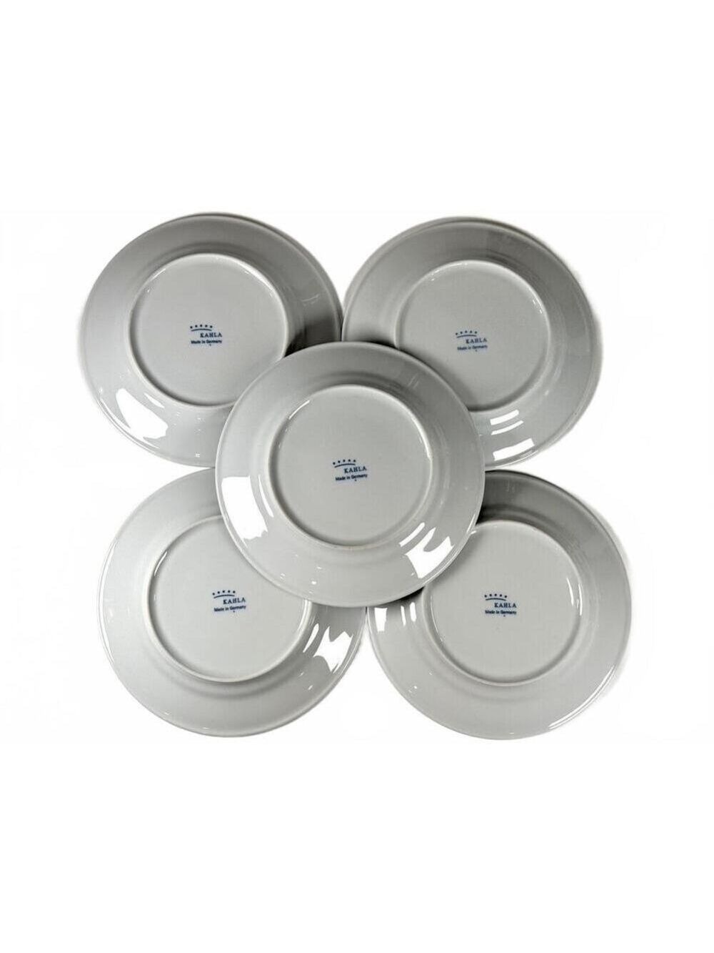 Set of 5 Vintage Kahla Germany Teal Green Rim Porcelain Plates 8 in Minimalist - Picture 5 of 6